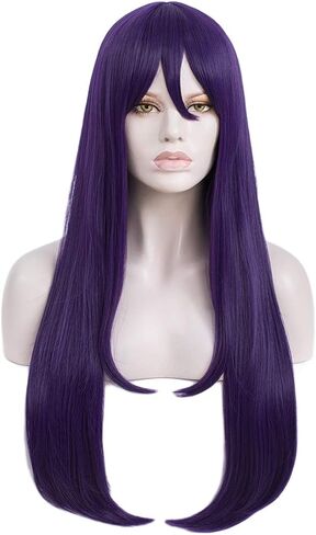 Qaccf Long Straight Purple Girls Cosplay Wig with Bang in Kuwait