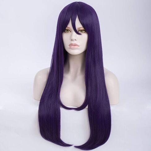 Qaccf Long Straight Purple Girls Cosplay Wig with Bang in Kuwait