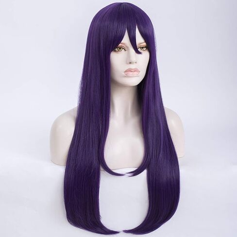 Qaccf Long Straight Purple Girls Cosplay Wig with Bang in Kuwait