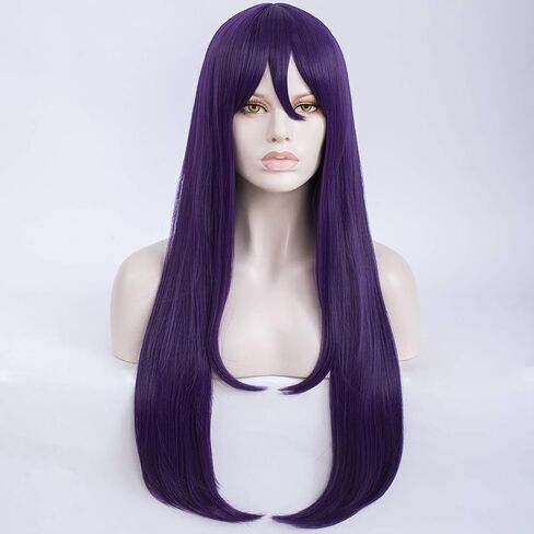 Qaccf Long Straight Purple Girls Cosplay Wig with Bang in Kuwait