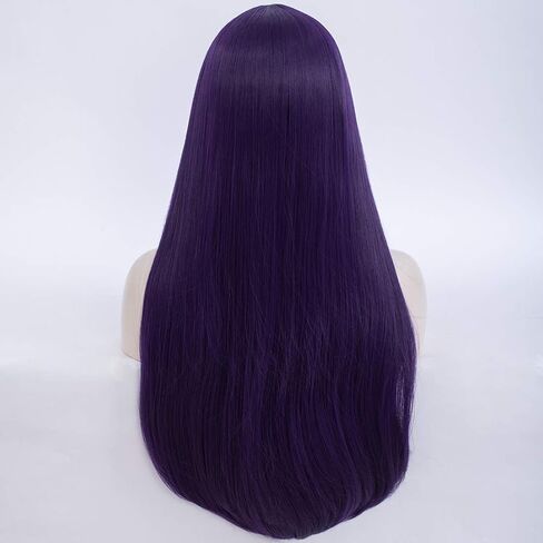 Qaccf Long Straight Purple Girls Cosplay Wig with Bang in Kuwait