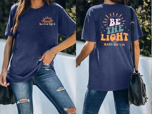 قمصان كريستيان بي ذا لايت: قميص نسائي يسوع الإيمان آيات الكتاب المقدس الملهمة بأكمام قصيرة in Kuwait