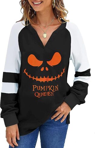 Valentine's Day Women's Loose V-Neck Cute Love Long Sleeve Heart Shirts in Saudi Arabia