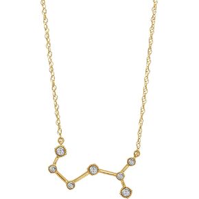 Brilliant Expressions Diamond 18K Gold Plated Over Sterling Silver Constellation Zodiac Pendant Necklaces for Women, Horoscope Zodiac Sign Jewelry, (I-J Color, I3 Clarity), 17 Inch in Kuwait
