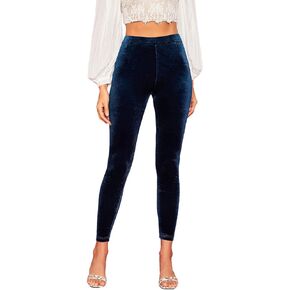 SweatyRocks Women's Velvet Leggings Winter Warm Elastic Waist Stretch Leggings Pants in Kuwait