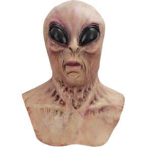 قناع هالفورد UFO الفضائي، قناع رأس للهالوين مخيف واقعي من اللاتكس للبالغين للسفر في الفضاء بعيون أرجوانية لدعائم الحفلات in Kuwait