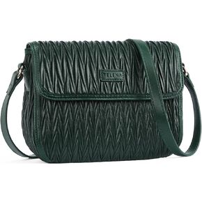 Telena Small Purses for Women Trendy Leather Crossbody Bags Ruched Shoulder Bag with Adjustable Strap