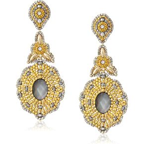 Miguel Ases Long Golden Drop with Mother-Of-Pearl Center Earrings in Saudi Arabia