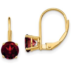 Garnet Leverback Earrings in Real 14k Yellow Gold in Saudi Arabia