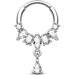 مجوهرات مون كراش تتدلى حلقات الحاجز 16 جرام مجوهرات الحاجز الفضي سباركلي هيليكس دايث أقراط للنساء واضح تشيكوسلوفاكيا دايث ثقب المجوهرات الفولاذ المقاوم للصدأ هيبوالرجينيك in Kuwait