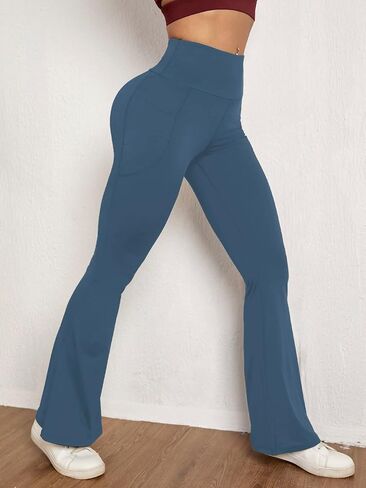 Floerns Women's High Waist Workout Flare Leg Bootcut Sports Leggings Pants in Saudi Arabia