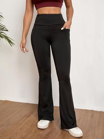 Floerns Women's High Waist Workout Flare Leg Bootcut Sports Leggings Pants in Saudi Arabia