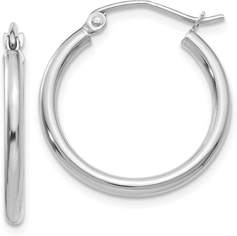 2mm Classic Lightweight Hoop Earrings in Real 14k White Gold in Saudi Arabia
