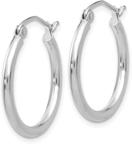 2mm Classic Lightweight Hoop Earrings in Real 14k White Gold in Saudi Arabia