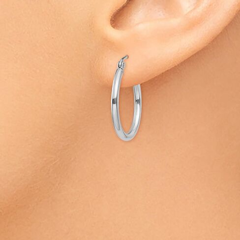 2mm Classic Lightweight Hoop Earrings in Real 14k White Gold in Saudi Arabia