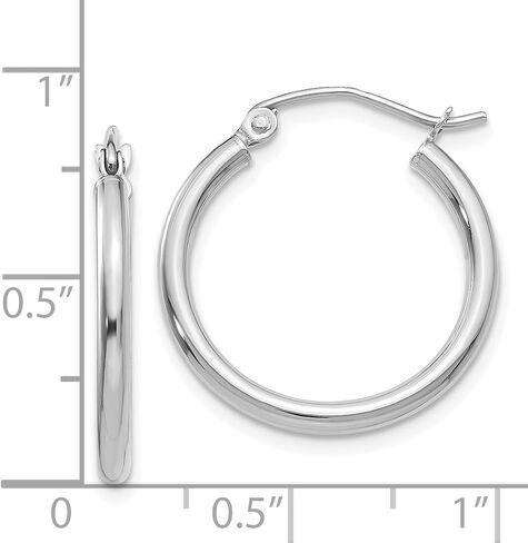 2mm Classic Lightweight Hoop Earrings in Real 14k White Gold in Saudi Arabia