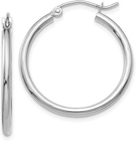 2mm Classic Lightweight Hoop Earrings in Real 14k White Gold in Saudi Arabia