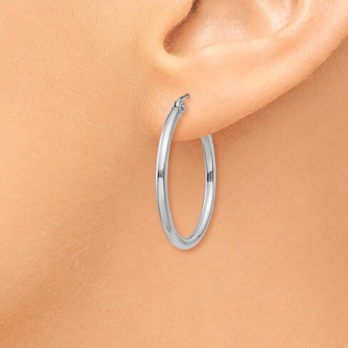 2mm Classic Lightweight Hoop Earrings in Real 14k White Gold in Saudi Arabia