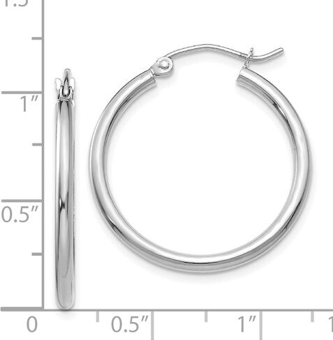 2mm Classic Lightweight Hoop Earrings in Real 14k White Gold in Saudi Arabia