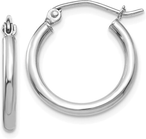 2mm Classic Lightweight Hoop Earrings in Real 14k White Gold in Saudi Arabia