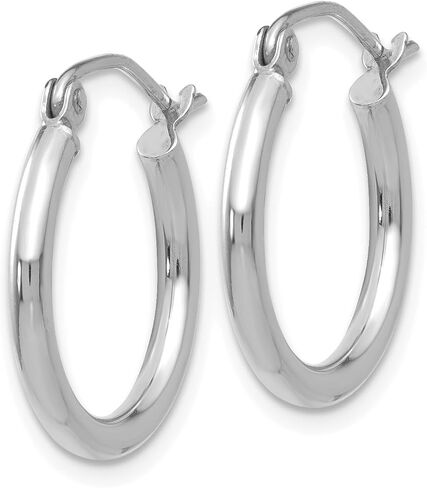 2mm Classic Lightweight Hoop Earrings in Real 14k White Gold in Saudi Arabia