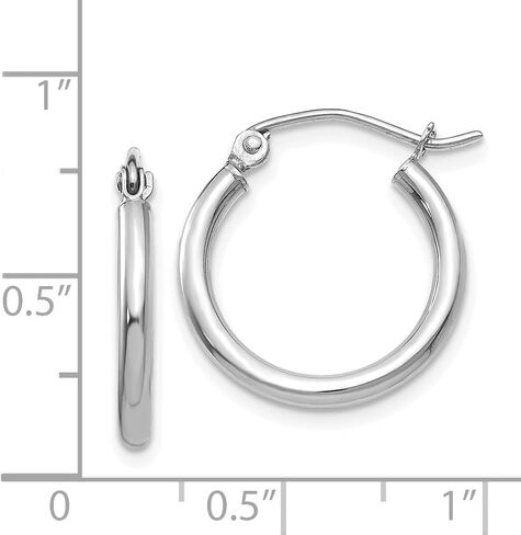 2mm Classic Lightweight Hoop Earrings in Real 14k White Gold in Saudi Arabia