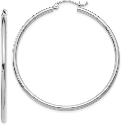 2mm Classic Lightweight Hoop Earrings in Real 14k White Gold in Saudi Arabia