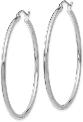 2mm Classic Lightweight Hoop Earrings in Real 14k White Gold in Saudi Arabia