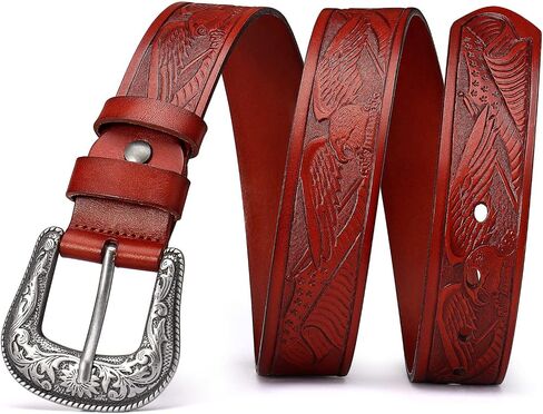 compuda Men's Leather Belt Western Cowboy Italy Genuine Leather Solid Belt For Men Jeans in Kuwait