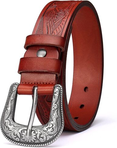 compuda Men's Leather Belt Western Cowboy Italy Genuine Leather Solid Belt For Men Jeans in Kuwait