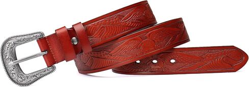 compuda Men's Leather Belt Western Cowboy Italy Genuine Leather Solid Belt For Men Jeans in Kuwait
