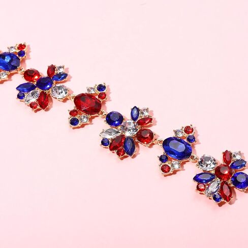Fashion Crystal Necklace Independence Day Mardi Gras Necklace Sparkly Crystal Chunky Necklace for Women and Girls Carnival Parade Jewelry Gifts in Saudi Arabia