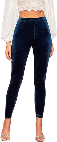 SweatyRocks Women's Velvet Leggings Winter Warm Elastic Waist Stretch Leggings Pants in Kuwait