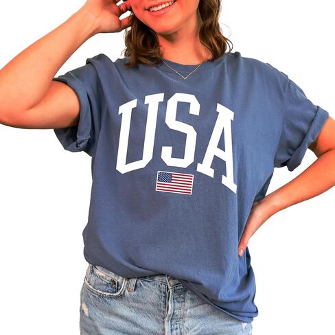 Tee Territory USA Flag T-Shirt for 4th of July, Independence Day, Graphic Tee for Women, Men, Unisex, 100% Cotton in Saudi Arabia