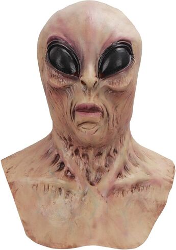 قناع هالفورد UFO الفضائي، قناع رأس للهالوين مخيف واقعي من اللاتكس للبالغين للسفر في الفضاء بعيون أرجوانية لدعائم الحفلات in Kuwait