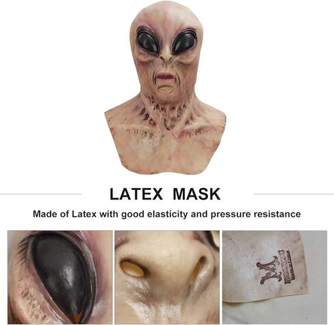 قناع هالفورد UFO الفضائي، قناع رأس للهالوين مخيف واقعي من اللاتكس للبالغين للسفر في الفضاء بعيون أرجوانية لدعائم الحفلات in Kuwait