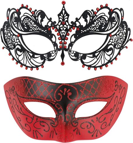 Couples Masquerade Masks Metal Masks Mardi Gras Prom Mask Venetian Party Mask Halloween Costumes Accessory in Saudi Arabia