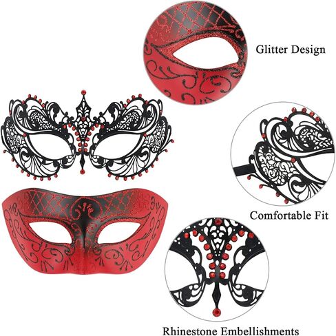 Couples Masquerade Masks Metal Masks Mardi Gras Prom Mask Venetian Party Mask Halloween Costumes Accessory in Saudi Arabia