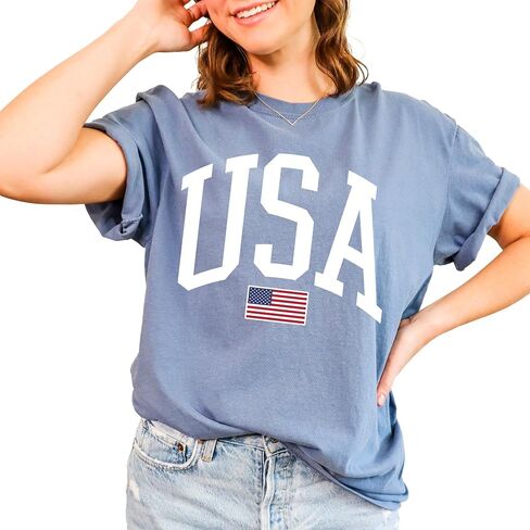 Tee Territory USA Flag T-Shirt for 4th of July, Independence Day, Graphic Tee for Women, Men, Unisex, 100% Cotton in Saudi Arabia
