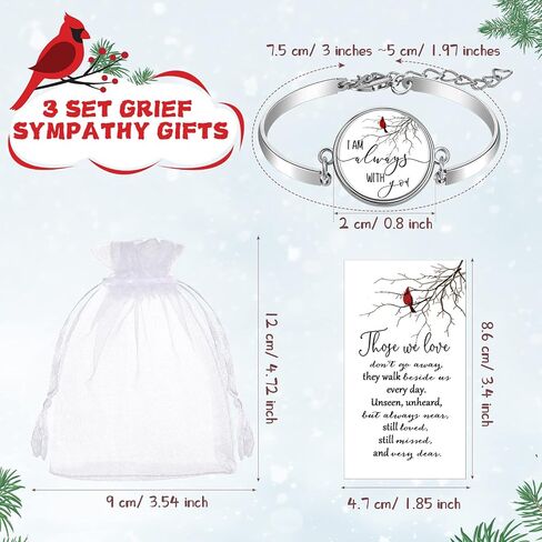 Unittype Memorial Gifts Cardinal Memorial Bracelet Jewelry Bangle Sympathy Gift Soul Poem Card Remembrance Gifts Cardinal Gifts(3 Sets) in Saudi Arabia