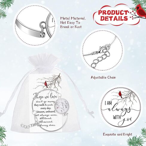Unittype Memorial Gifts Cardinal Memorial Bracelet Jewelry Bangle Sympathy Gift Soul Poem Card Remembrance Gifts Cardinal Gifts(3 Sets) in Saudi Arabia
