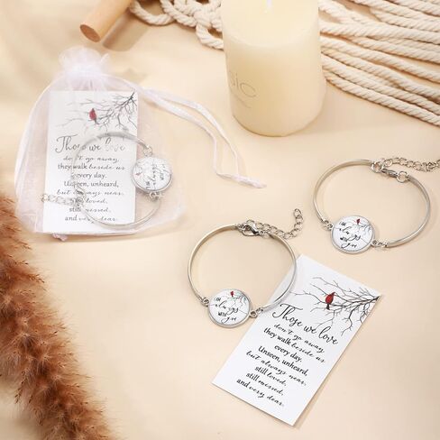 Unittype Memorial Gifts Cardinal Memorial Bracelet Jewelry Bangle Sympathy Gift Soul Poem Card Remembrance Gifts Cardinal Gifts(3 Sets) in Saudi Arabia