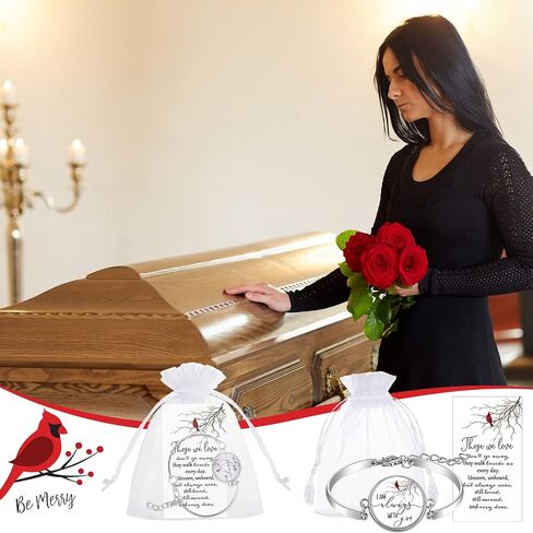 Unittype Memorial Gifts Cardinal Memorial Bracelet Jewelry Bangle Sympathy Gift Soul Poem Card Remembrance Gifts Cardinal Gifts(3 Sets) in Saudi Arabia