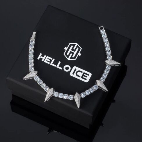 HELLOICE سوار تنس للرجال محاربة الأسنان والمخلب سوار 5 مم مثلج خارج سوار التنس زركون الماس 18 قيراط سوار مطلي بالذهب الأسود in Kuwait