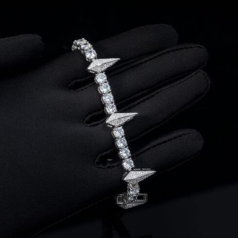 HELLOICE سوار تنس للرجال محاربة الأسنان والمخلب سوار 5 مم مثلج خارج سوار التنس زركون الماس 18 قيراط سوار مطلي بالذهب الأسود in Kuwait