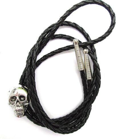 Dangerous Threads Western Bolo Tie with Cast Skull Ornament; Antiqued Finish in Saudi Arabia