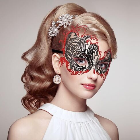 الأزواج أقنعة تنكرية أقنعة معدنية ماردي غرا حفلة موسيقية قناع البندقية حزب قناع هالوين ازياء التبعي in Kuwait