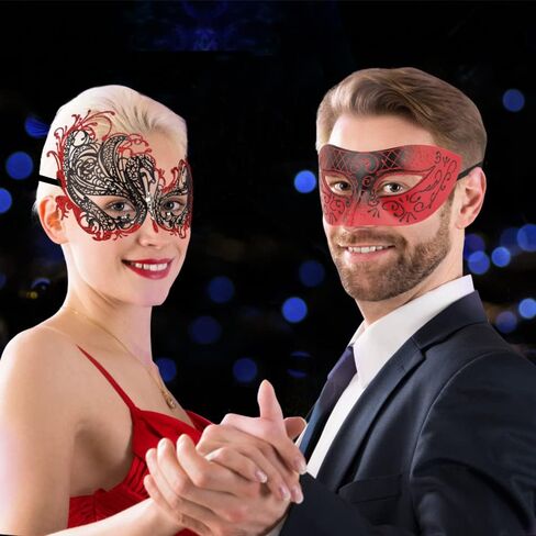 الأزواج أقنعة تنكرية أقنعة معدنية ماردي غرا حفلة موسيقية قناع البندقية حزب قناع هالوين ازياء التبعي in Kuwait