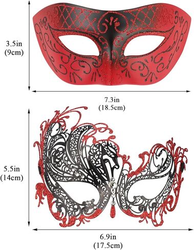 الأزواج أقنعة تنكرية أقنعة معدنية ماردي غرا حفلة موسيقية قناع البندقية حزب قناع هالوين ازياء التبعي in Kuwait