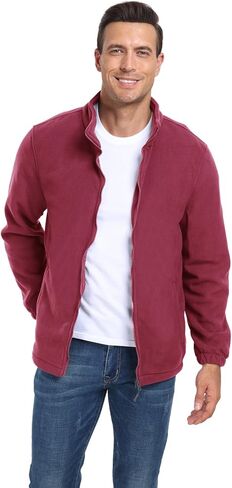 PEGENO Men's Fleece Jacket Stand Collar Casual Soft Warm Coats With Zipper Pocket in Saudi Arabia